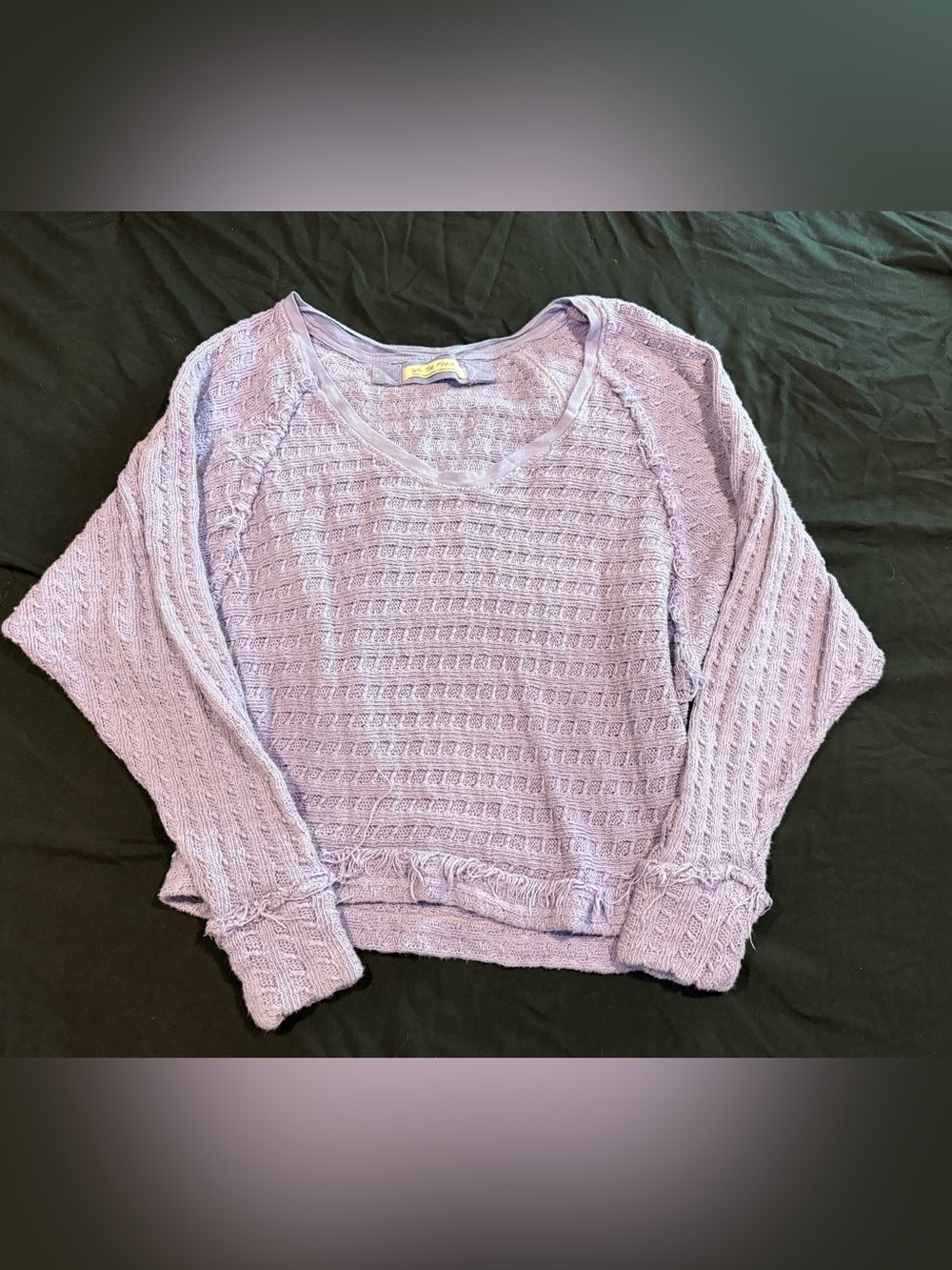 We The Free Lavender V-Neck Textured Knit Sweater